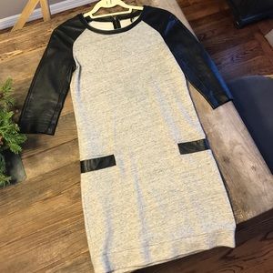 Maje sweatshirt dress with leather sleeve! Size 1